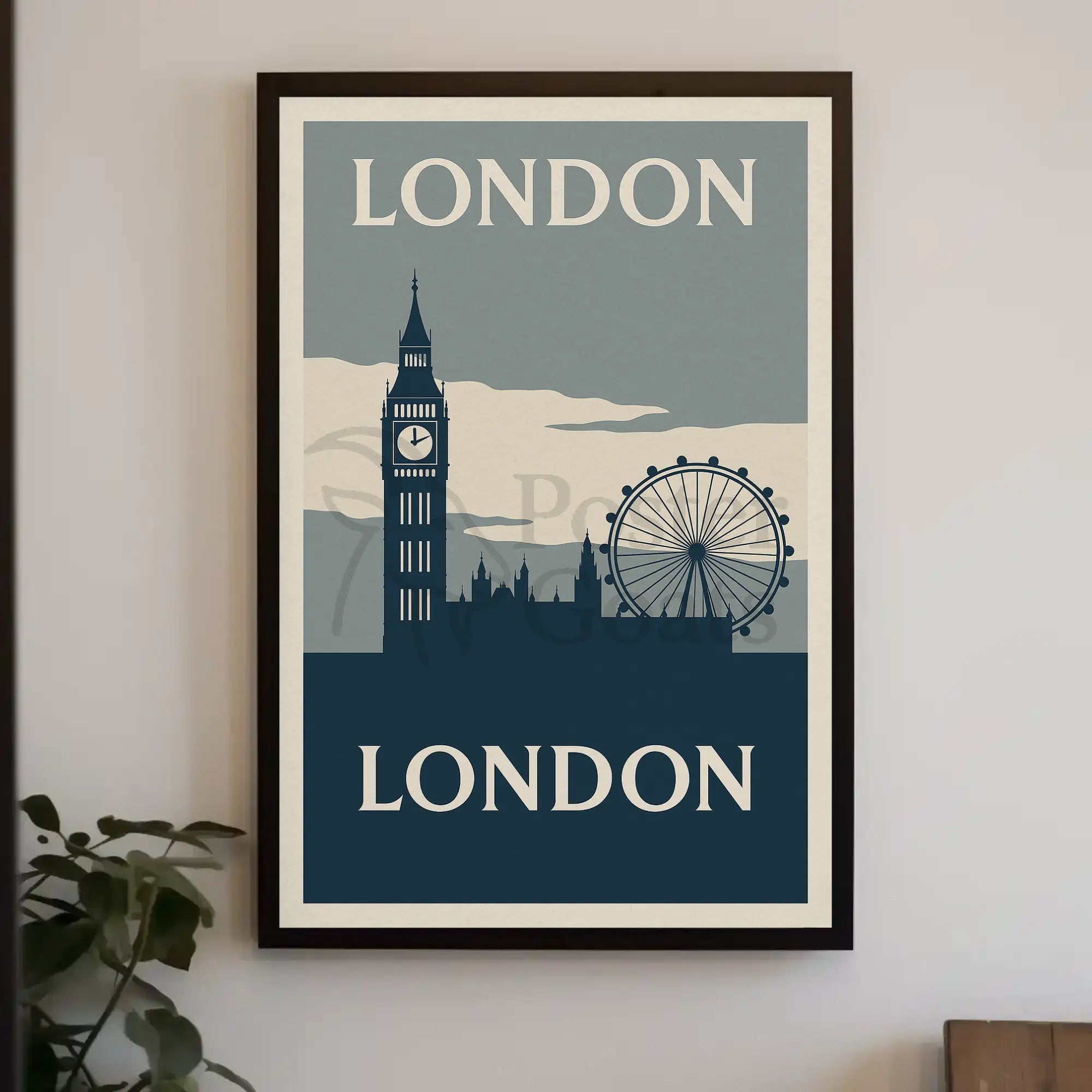 Iconic London Landmarks Vintage Travel Poster PosterGoat