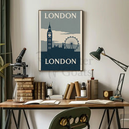 Iconic London Landmarks Vintage Travel Poster PosterGoat