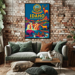 Idaho Adventure Vibes Retro Travel Poster PosterGoat