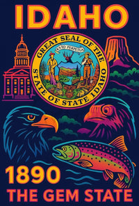 Idaho Gem State Neon Art Cultural Heritage Poster PosterGoat