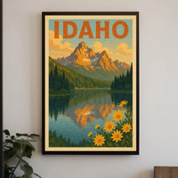 Idaho Mountain Reflection Vintage Travel Poster PosterGoat