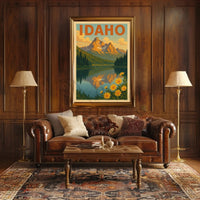 Idaho Mountain Reflection Vintage Travel Poster PosterGoat