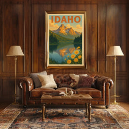 Idaho Mountain Reflection Vintage Travel Poster PosterGoat