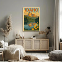 Idaho Mountain Reflection Vintage Travel Poster PosterGoat
