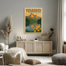 Idaho Mountain Reflection Vintage Travel Poster PosterGoat