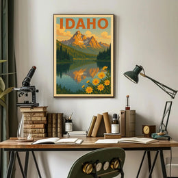 Idaho Mountain Reflection Vintage Travel Poster PosterGoat