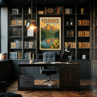 Idaho Mountain Reflection Vintage Travel Poster PosterGoat