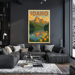 Idaho Mountain Reflection Vintage Travel Poster PosterGoat