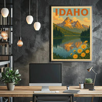 Idaho Mountain Reflection Vintage Travel Poster PosterGoat