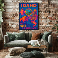 Idaho Neon Poster Celebration of History and Nature PosterGoat
