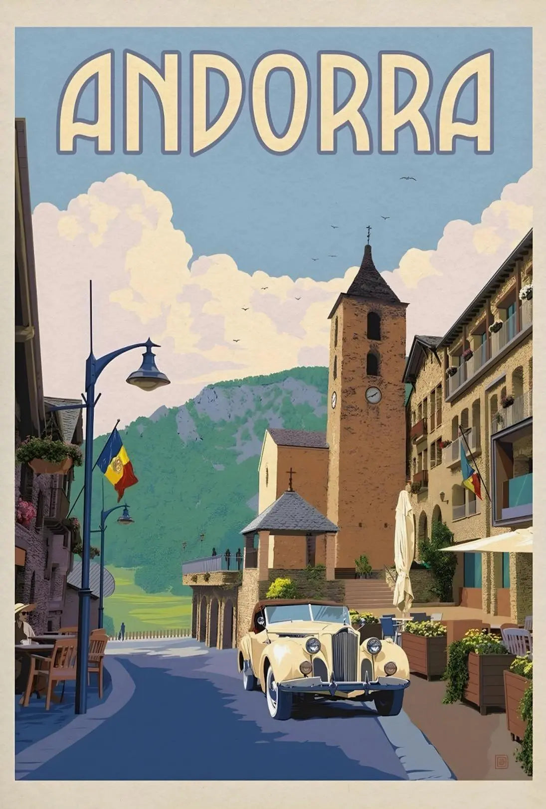 Idyllic Andorran Village Scene Vintage Travel Poster PosterGoat