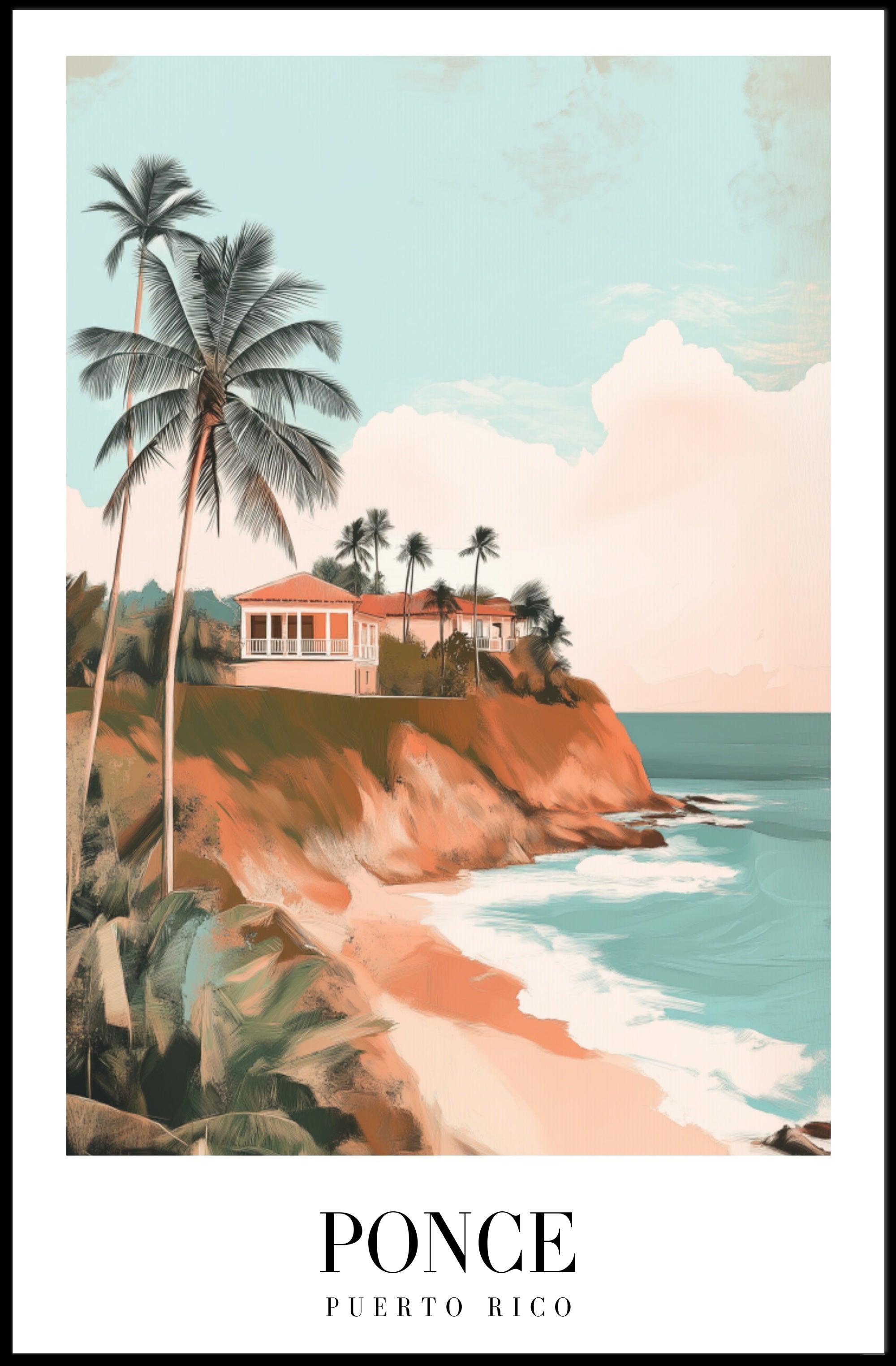 Idyllic Coastal Scene in Ponce Travel Poster PosterGoat