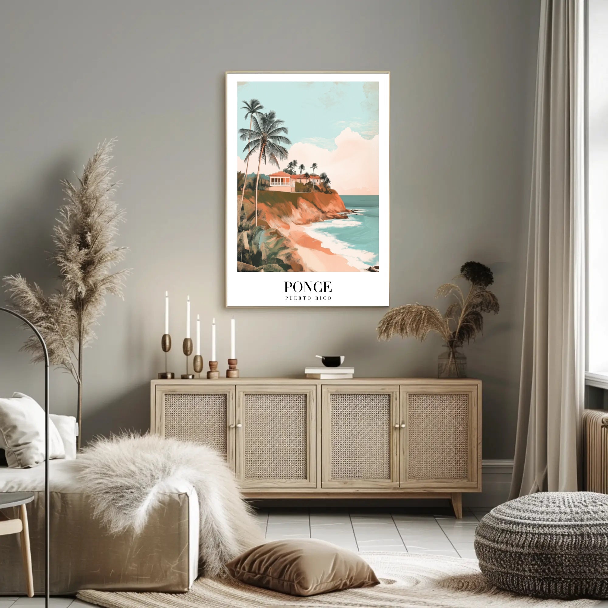 Idyllic Coastal Scene in Ponce Travel Poster PosterGoat