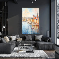 Idyllic European Cityscape Poster: Artistic, Pastel Charm Travel Poster PosterGoat