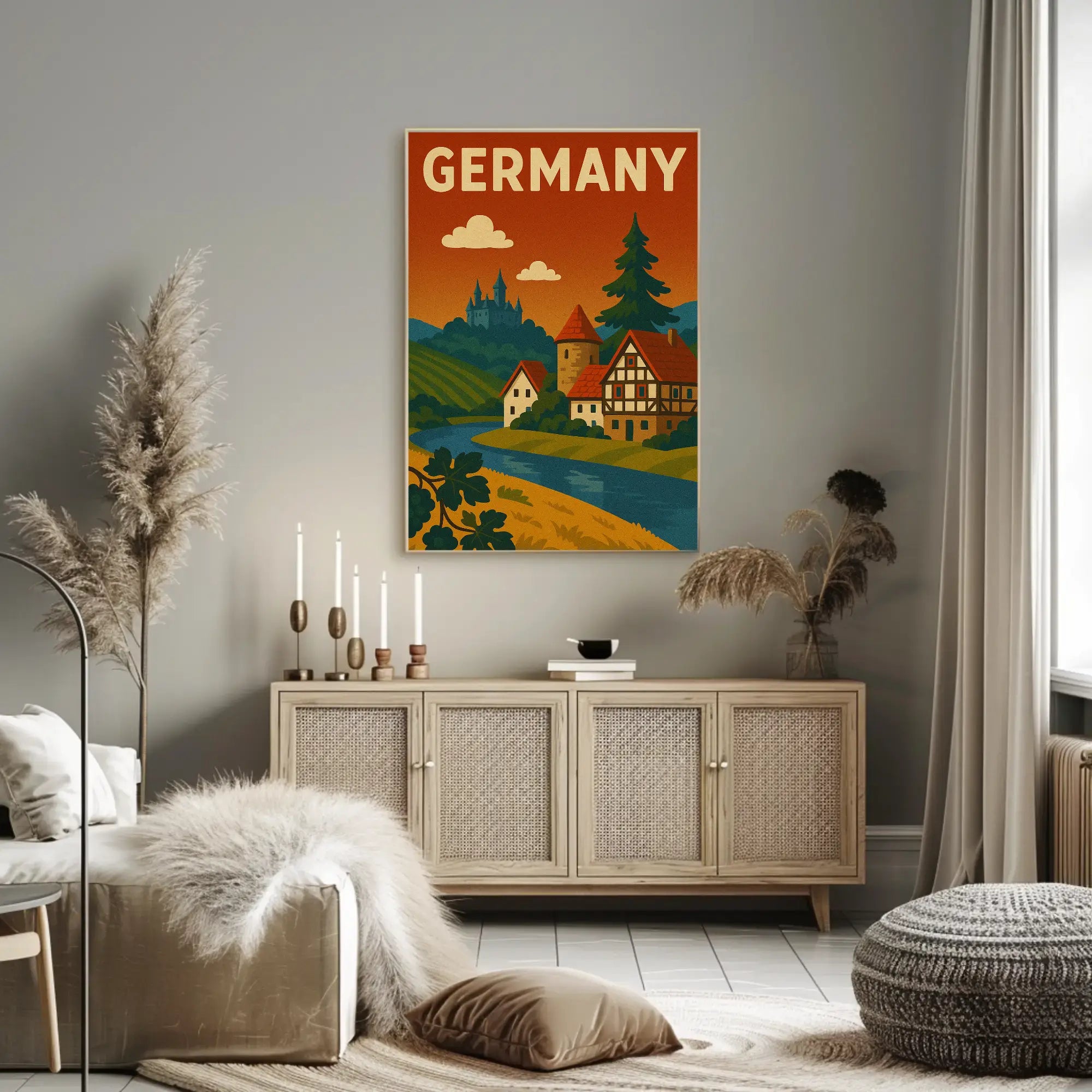 Idyllic German Countryside Vintage Travel Poster PosterGoat