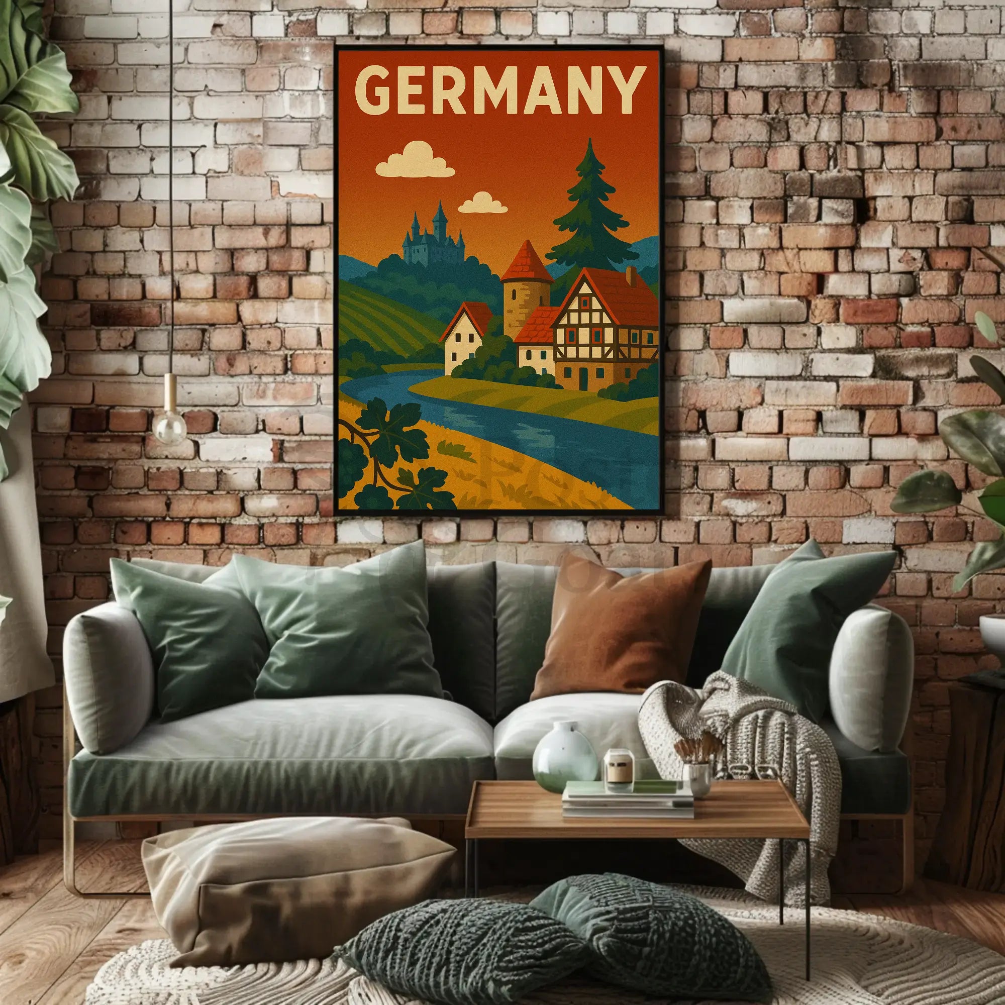 Idyllic German Countryside Vintage Travel Poster PosterGoat
