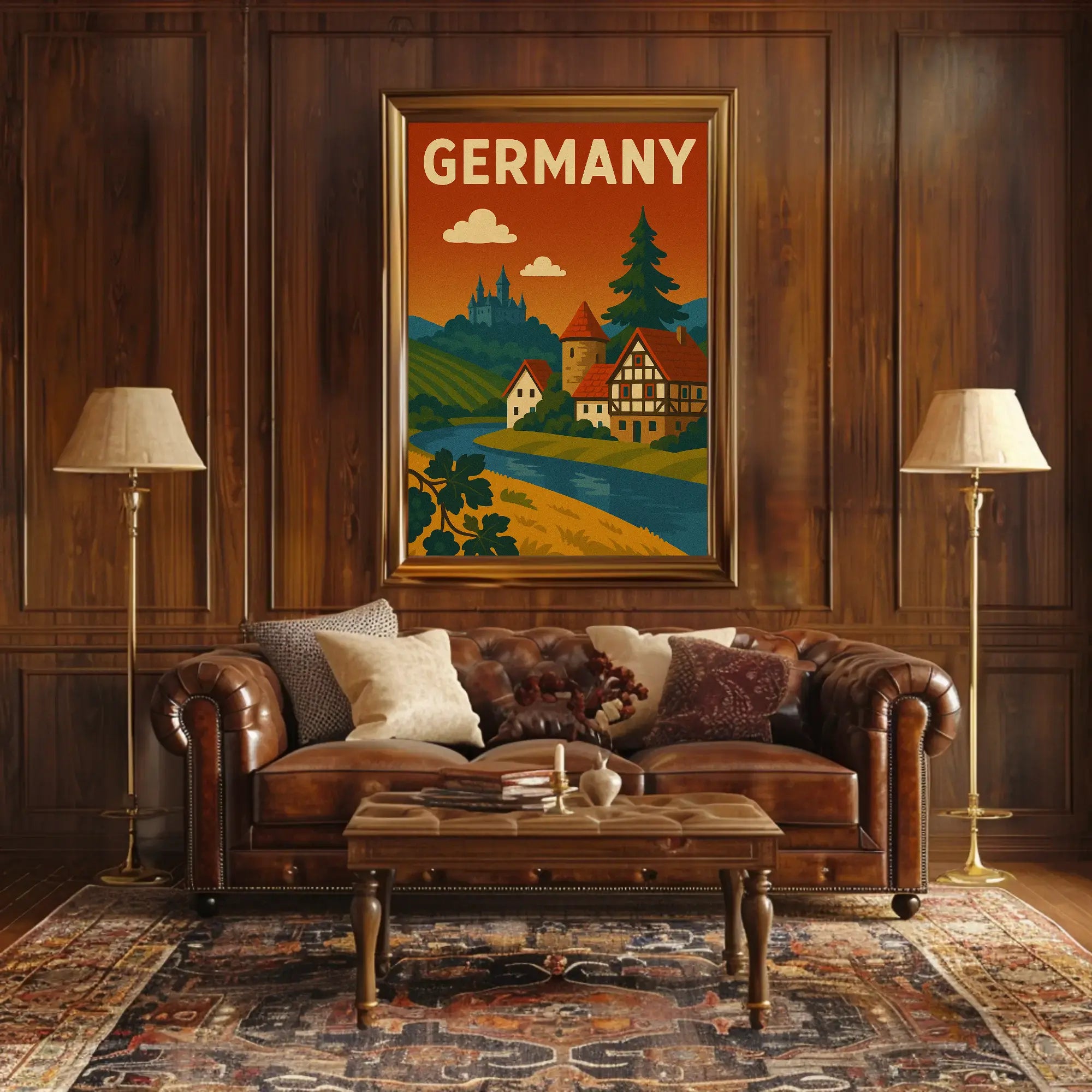 Idyllic German Countryside Vintage Travel Poster PosterGoat
