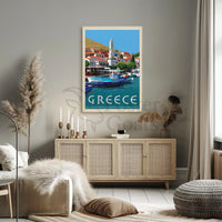 Idyllic Greek Coastal Charm Travel Poster PosterGoat