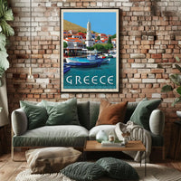 Idyllic Greek Coastal Charm Travel Poster PosterGoat