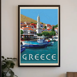 Idyllic Greek Coastal Charm Travel Poster PosterGoat