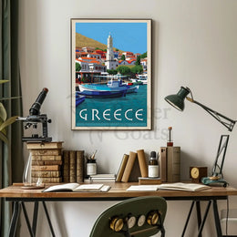 Idyllic Greek Coastal Charm Travel Poster PosterGoat