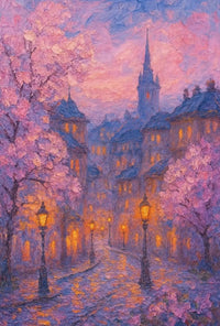 Idyllic Impressionist Cityscape in Spring - Artistic Poster PosterGoat