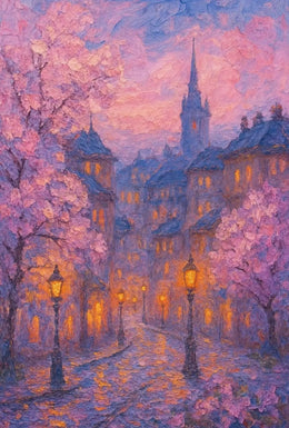 Idyllic Impressionist Cityscape in Spring - Artistic Poster PosterGoat