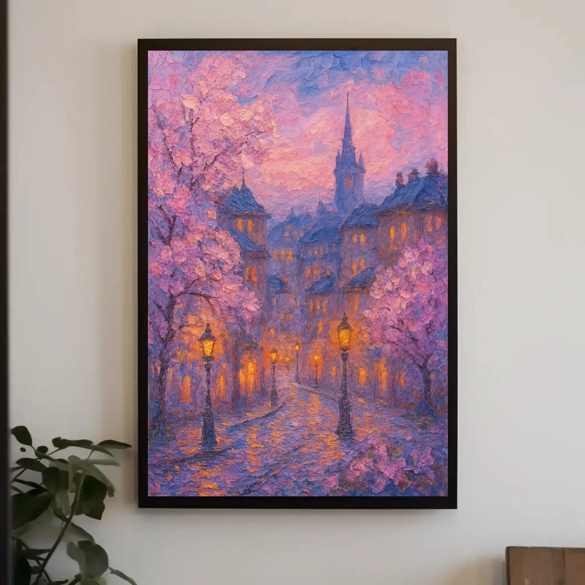 Idyllic Impressionist Cityscape in Spring - Artistic Poster PosterGoat