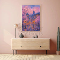 Idyllic Impressionist Cityscape in Spring - Artistic Poster PosterGoat