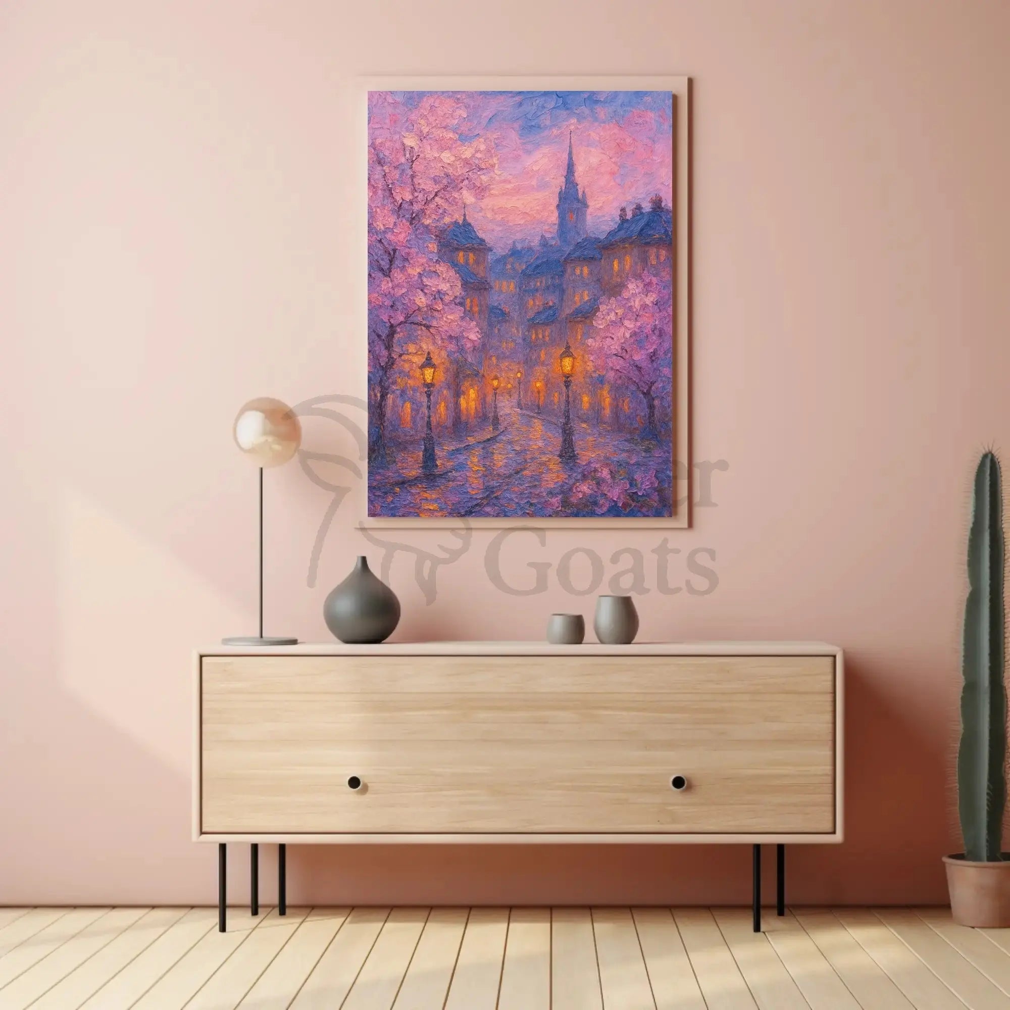 Idyllic Impressionist Cityscape in Spring - Artistic Poster PosterGoat