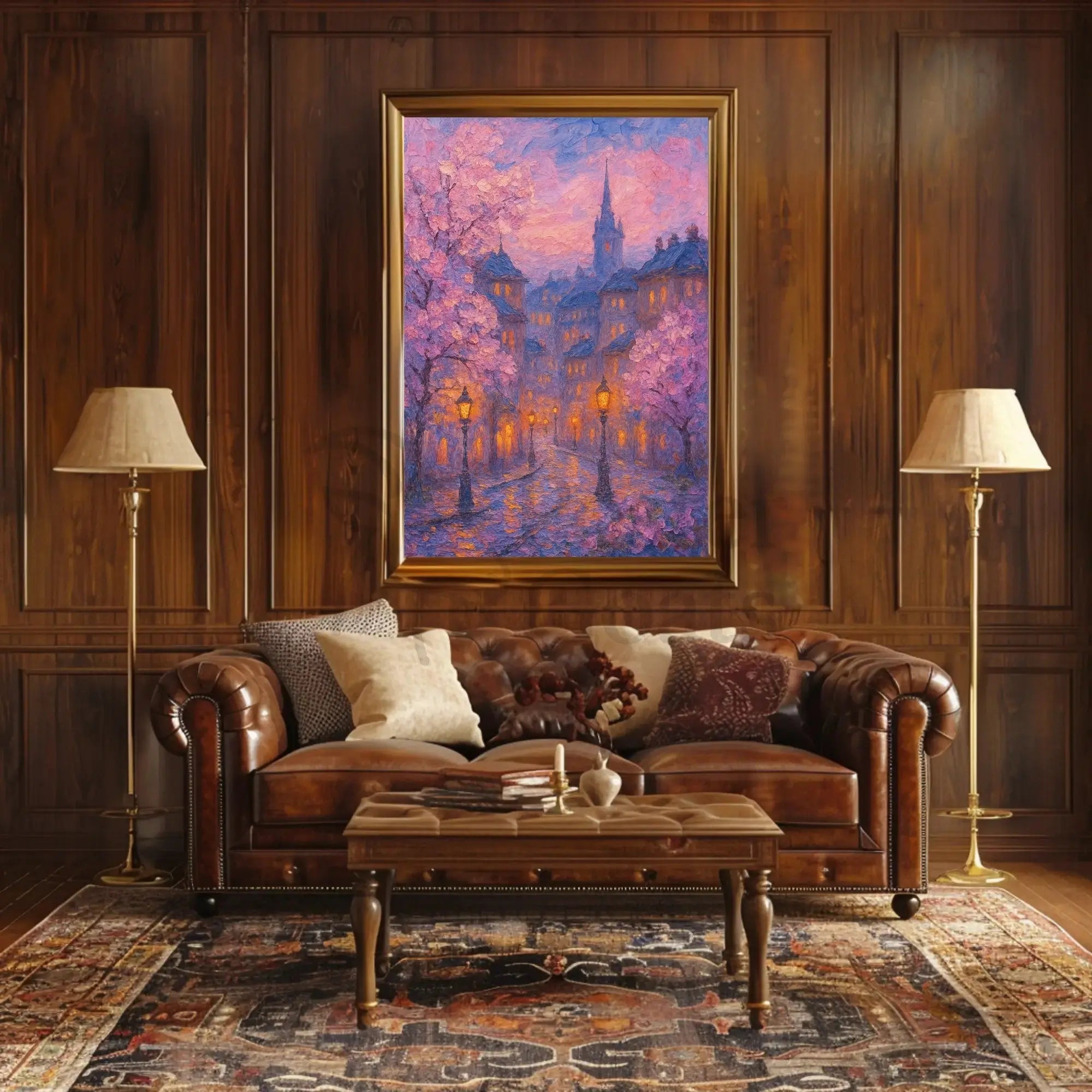 Idyllic Impressionist Cityscape in Spring - Artistic Poster PosterGoat