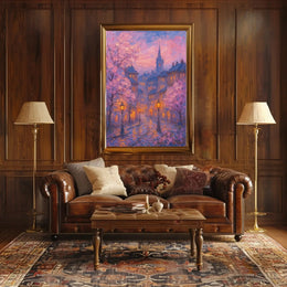 Idyllic Impressionist Cityscape in Spring - Artistic Poster PosterGoat