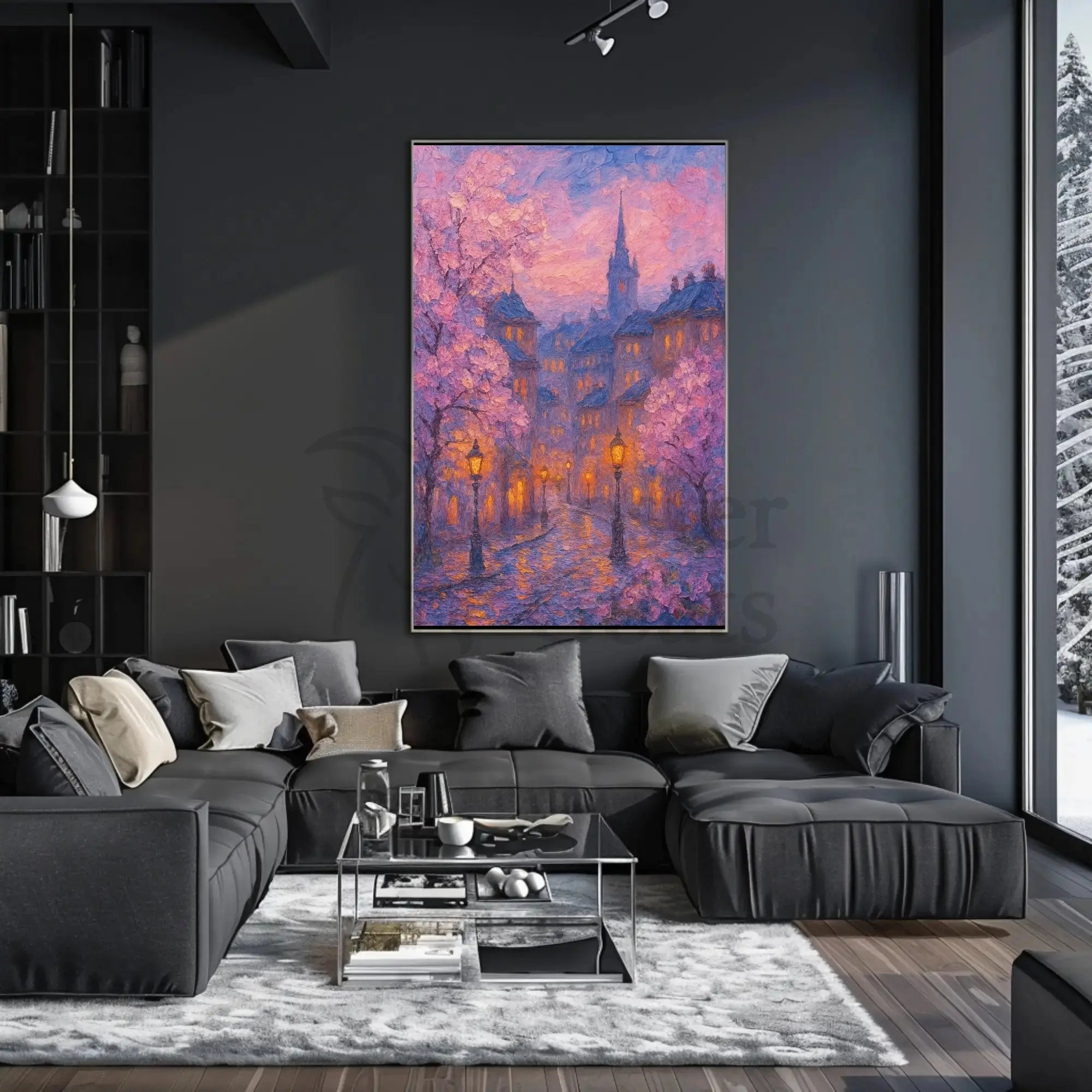 Idyllic Impressionist Cityscape in Spring - Artistic Poster PosterGoat
