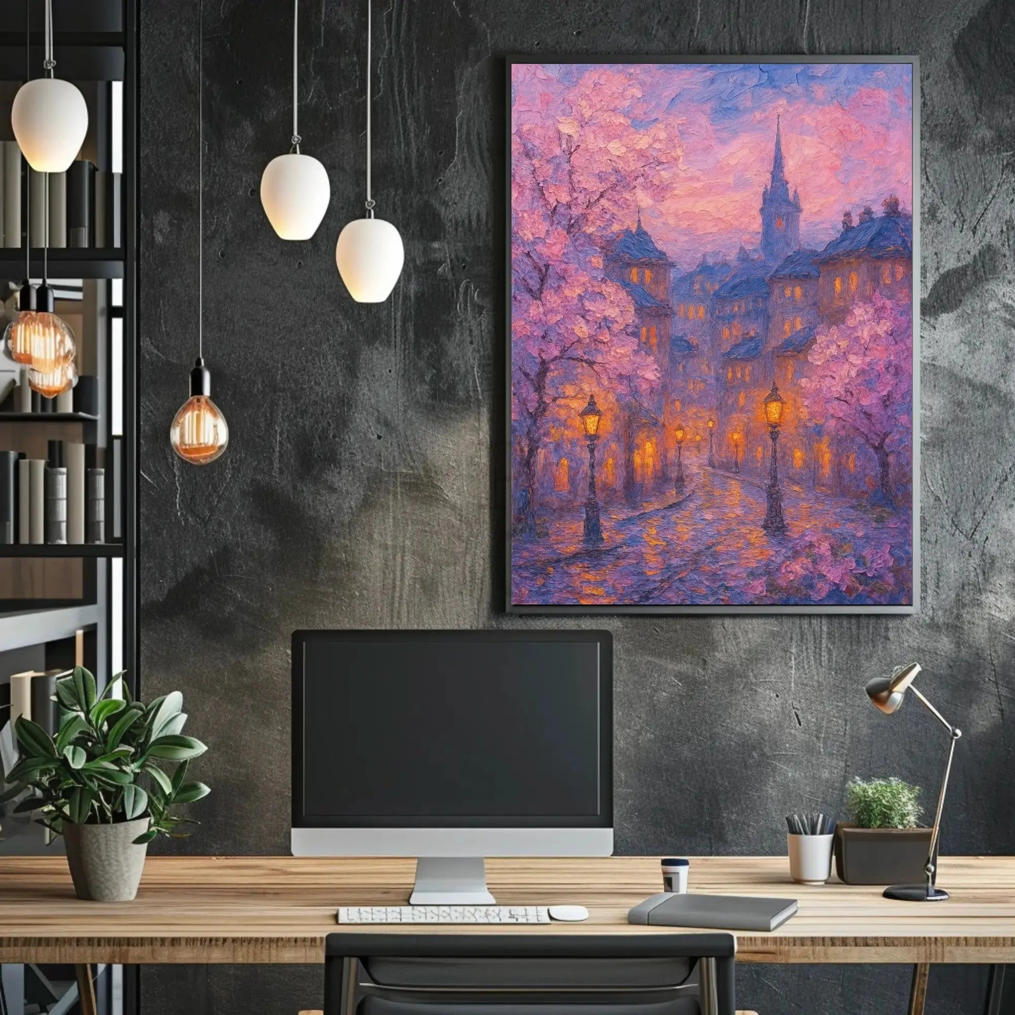 Idyllic Impressionist Cityscape in Spring - Artistic Poster PosterGoat