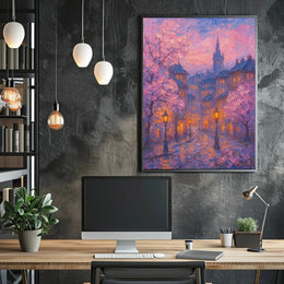 Idyllic Impressionist Cityscape in Spring - Artistic Poster PosterGoat
