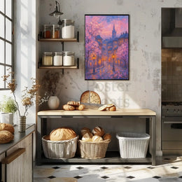 Idyllic Impressionist Cityscape in Spring - Artistic Poster PosterGoat