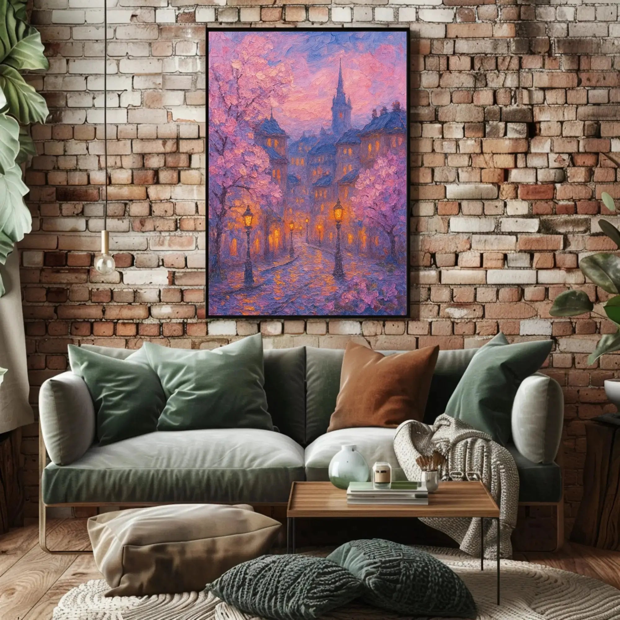 Idyllic Impressionist Cityscape in Spring - Artistic Poster PosterGoat