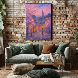 Idyllic Impressionist Cityscape in Spring - Artistic Poster PosterGoat