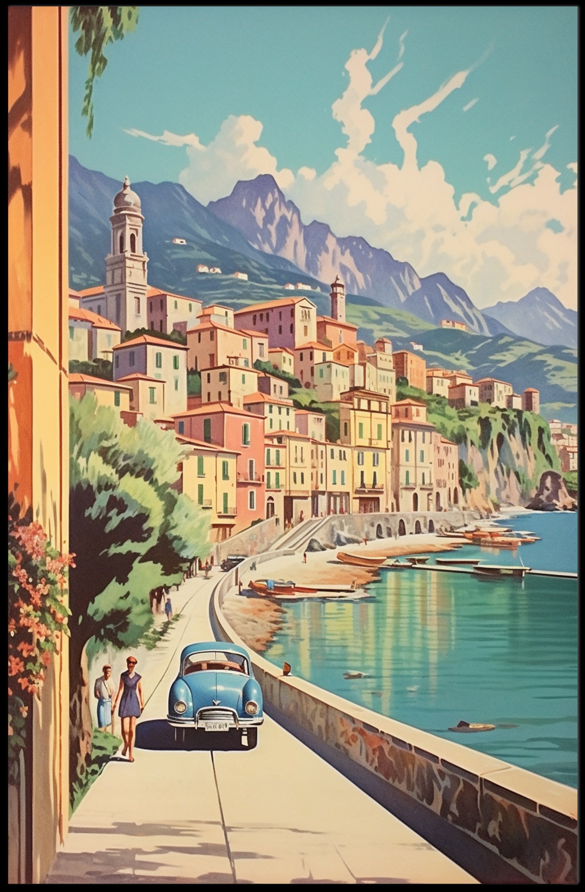 Idyllic Italian Coastal Scene Vintage Travel Poster PosterGoat