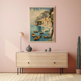 Idyllic Italian Coastal Town Vintage Travel Poster PosterGoat
