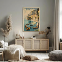 Idyllic Italian Coastal Town Vintage Travel Poster PosterGoat