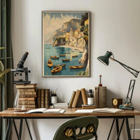 Idyllic Italian Coastal Town Vintage Travel Poster PosterGoat