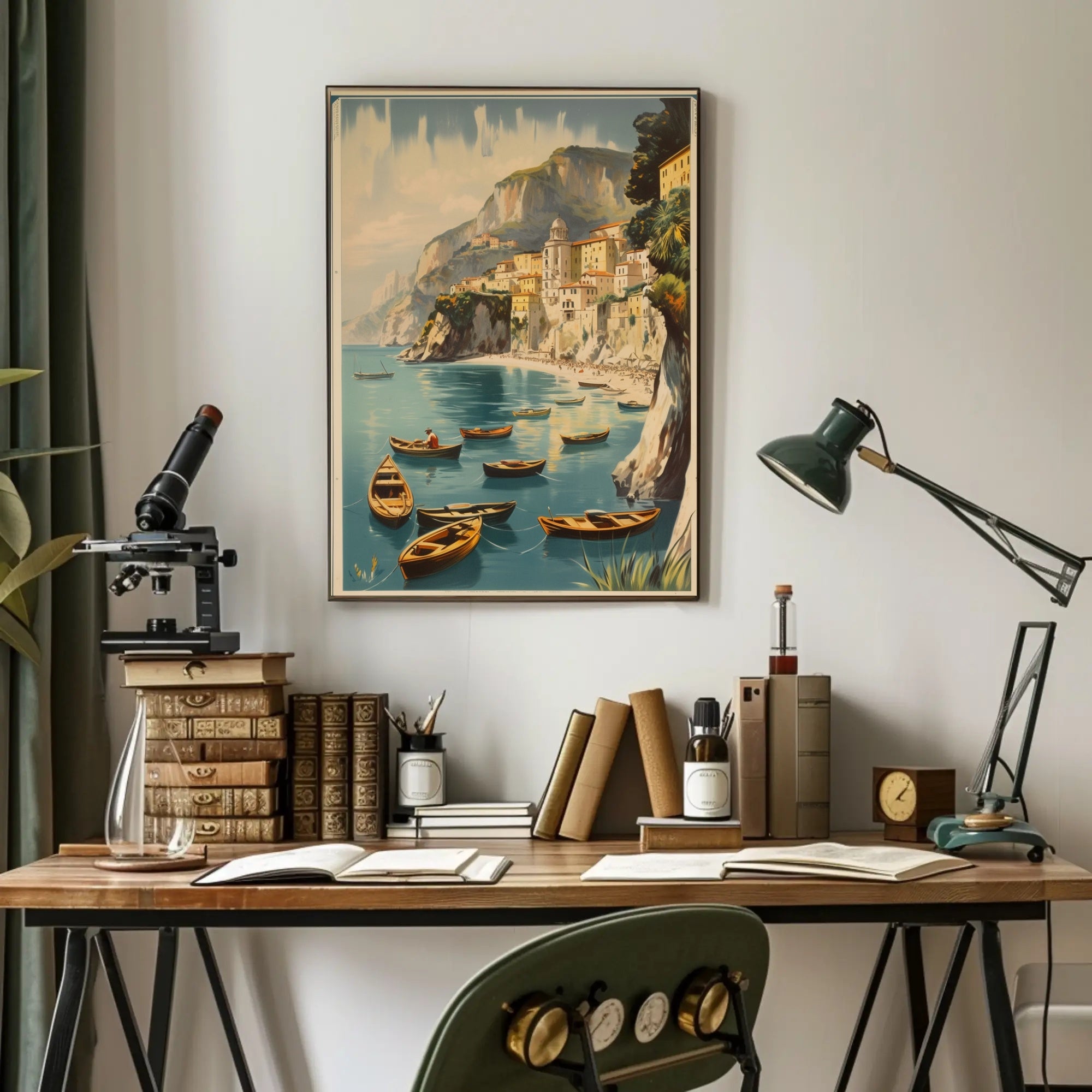 Idyllic Italian Coastal Town Vintage Travel Poster PosterGoat