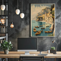 Idyllic Italian Coastal Town Vintage Travel Poster PosterGoat