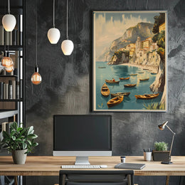 Idyllic Italian Coastal Town Vintage Travel Poster PosterGoat