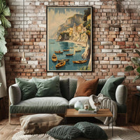 Idyllic Italian Coastal Town Vintage Travel Poster PosterGoat