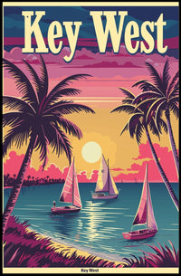 Idyllic Key West Sunset Scene Travel Poster PosterGoat