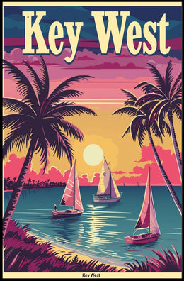 Idyllic Key West Sunset Scene Travel Poster PosterGoat