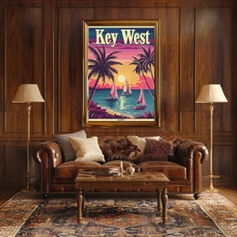 Idyllic Key West Sunset Scene Travel Poster PosterGoat
