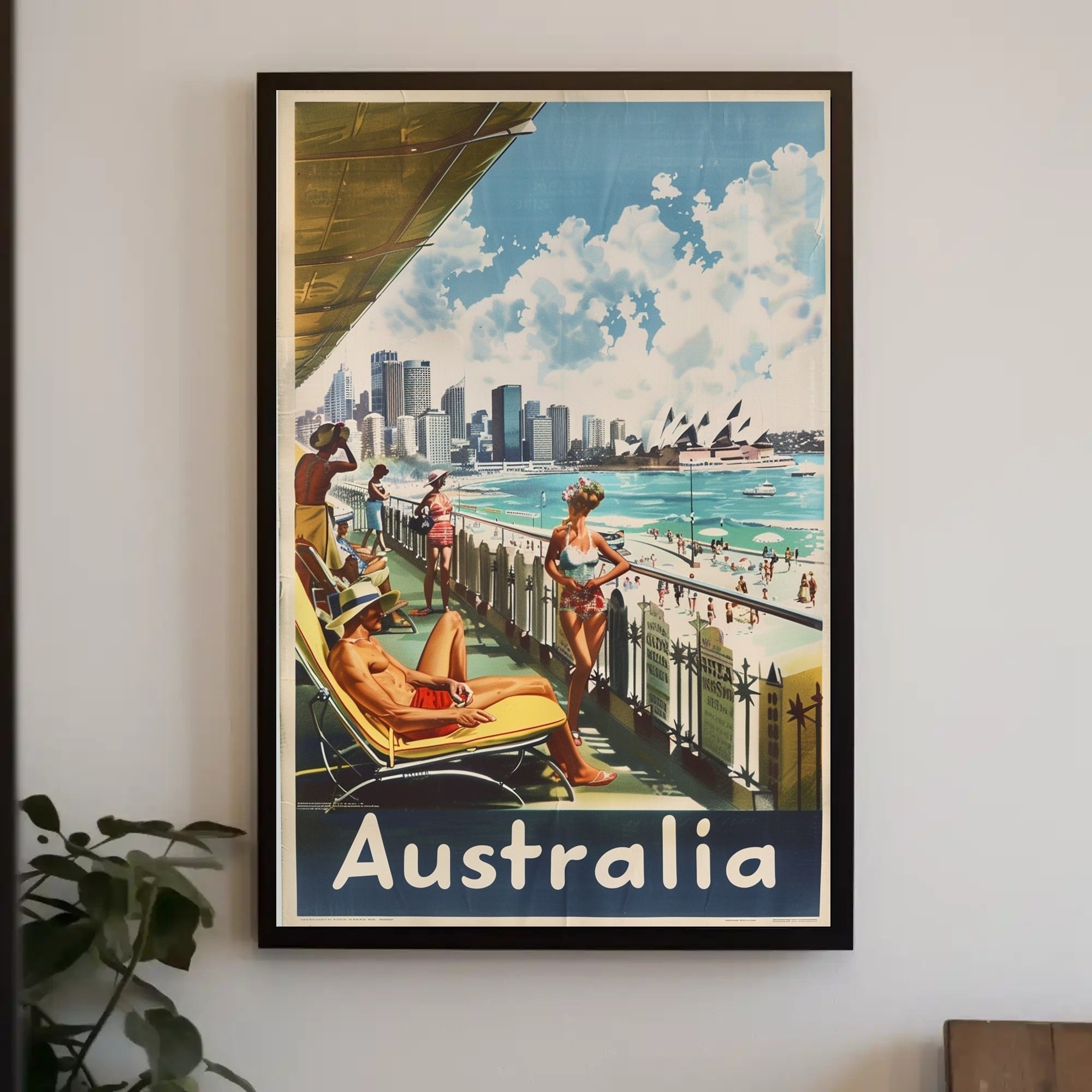 Idyllic Mid-20th-Century Australian Beach Travel Poster PosterGoat